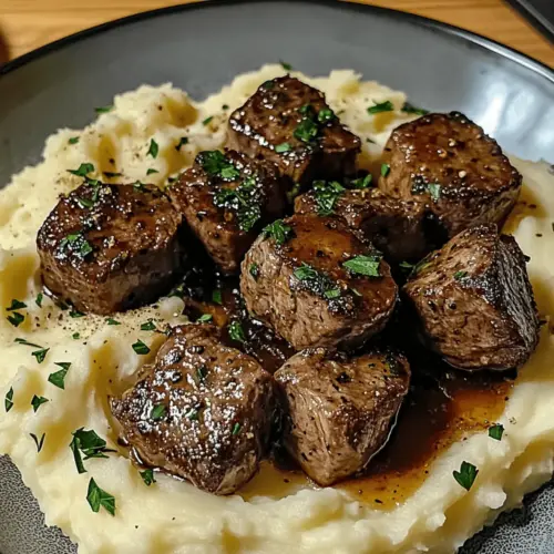 Garlic Butter Steak Bites with Creamy Mashed Potatoes Recipe