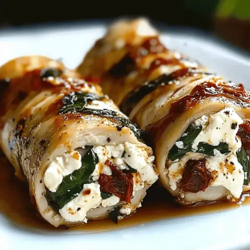 Rolled Up Chicken with Feta, Spinach, and Sun-Dried Tomatoes