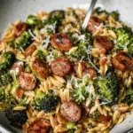 Chicken Sausage, Broccoli and Orzo Skillet