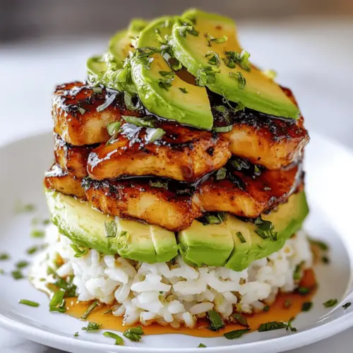Honey Lime Chicken & Avocado Rice Stack