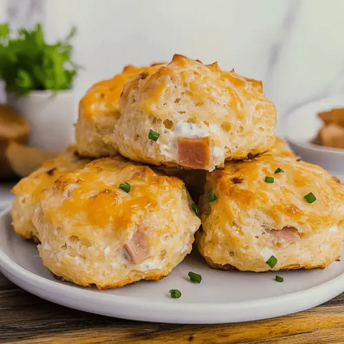 Breakfast Protein Biscuits with Ham and Cheddar