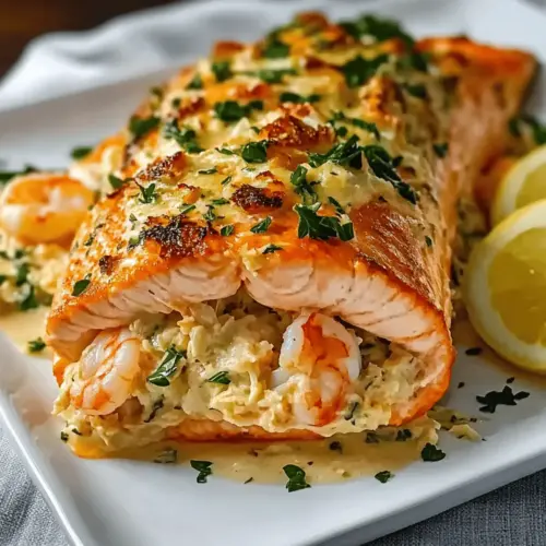 Crab and Shrimp Stuffed Salmon