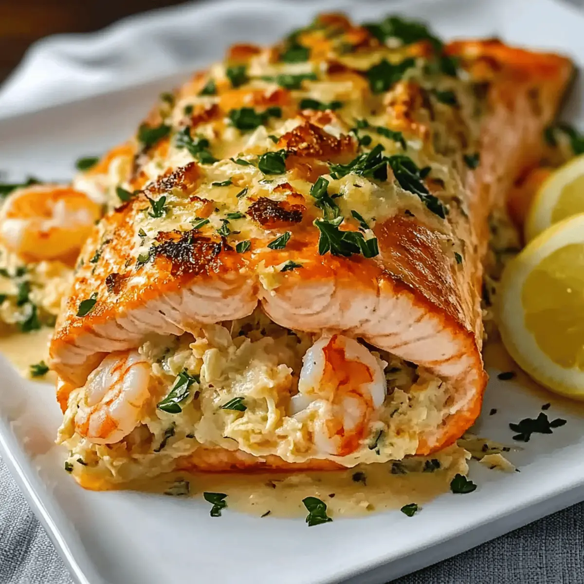 Crab and Shrimp Stuffed Salmon