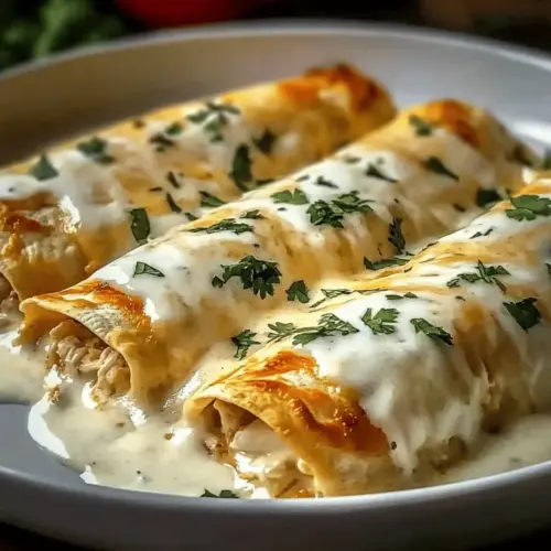 Delicious Chicken Enchiladas with Sour Cream White Sauce