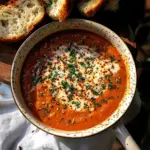 Spicy Tomato Soup with Garlic Cheese Bread