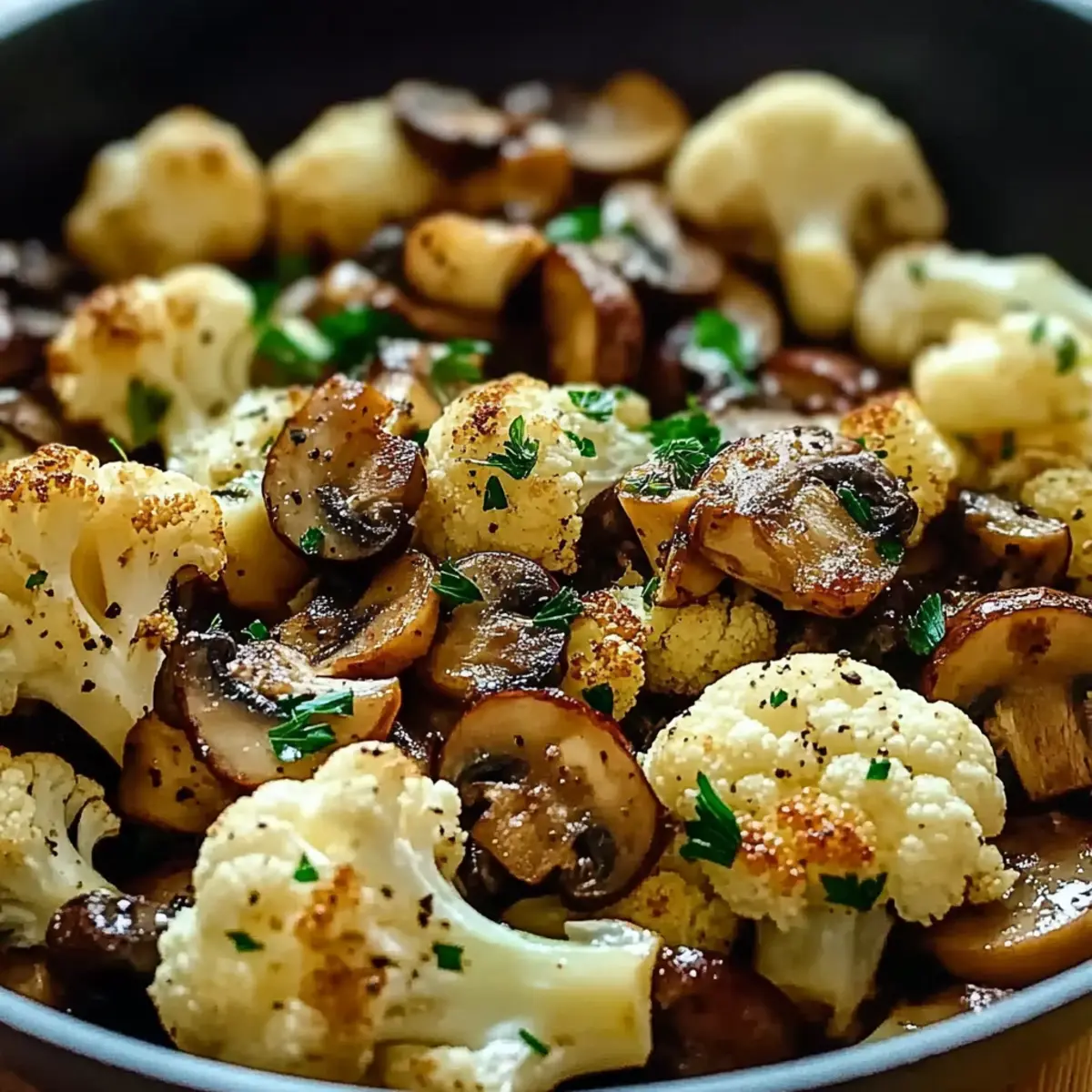 Garlic Cauliflower Mushroom Skillet