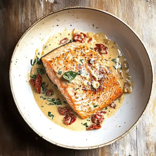 Pan Seared Salmon in Garlic Mascarpone Sauce