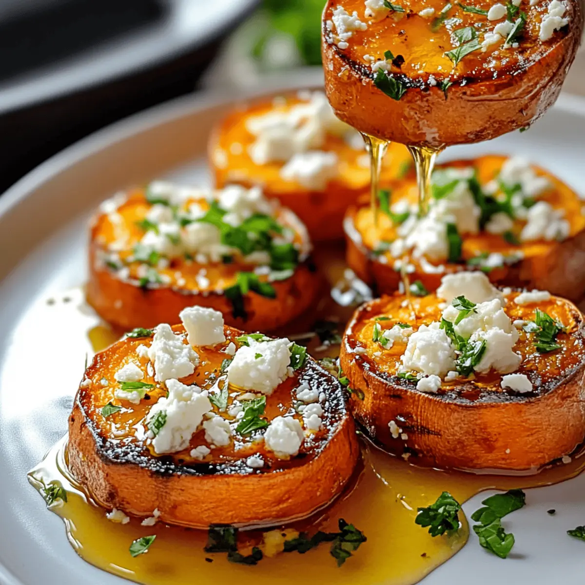 Roasted Sweet Potato Rounds with Honey & Feta