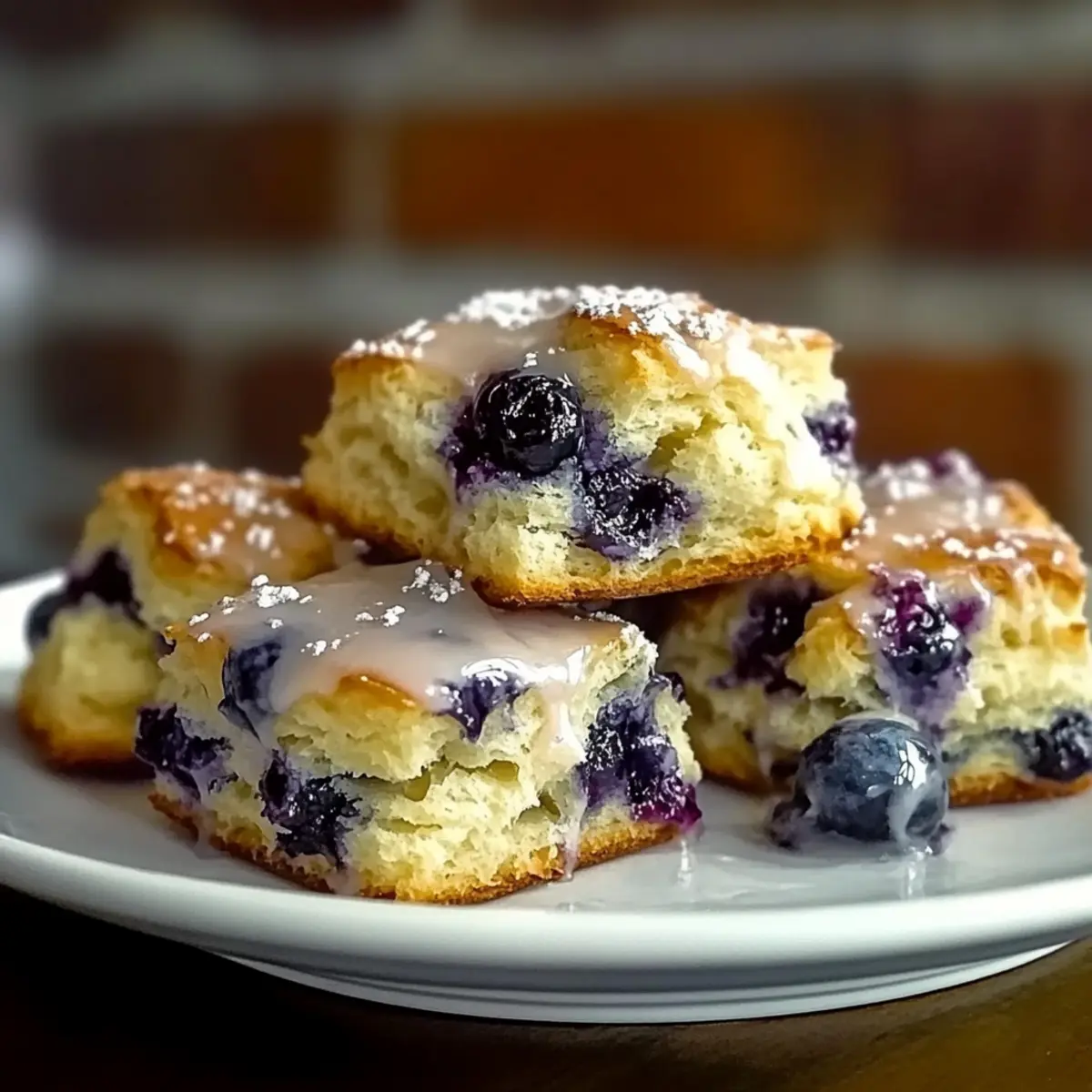 Flaky Blueberry Biscuits with Lemon Glaze