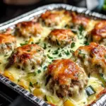 Southern Style Baked Chicken Ricotta Meatballs with Spinach Alfredo Sauce