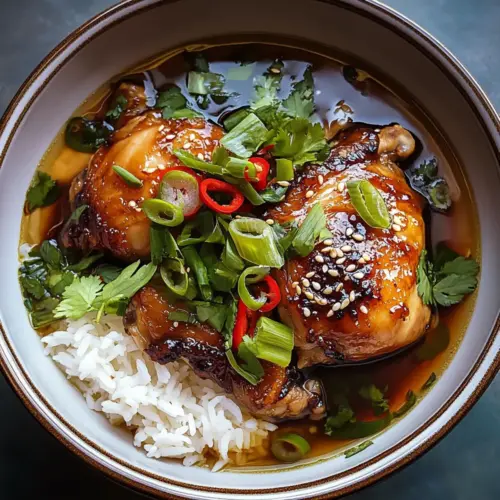 Chicken in Garlic Ginger Broth with Rice