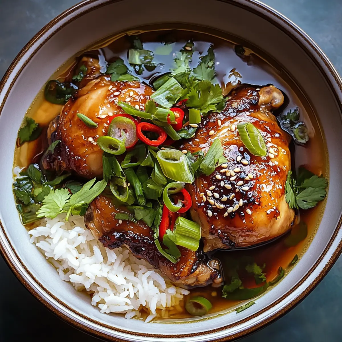 Chicken in Garlic Ginger Broth with Rice