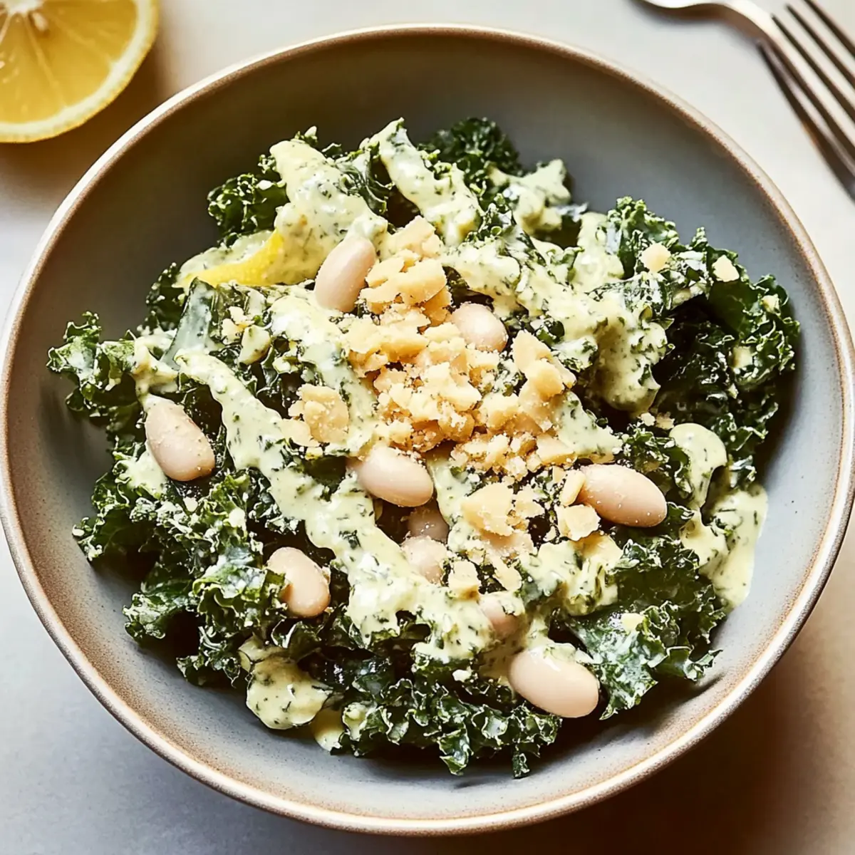 Tahini White Bean Caesar Salad