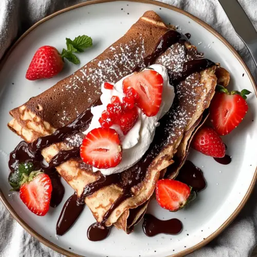 Chocolate Crepes with Strawberries