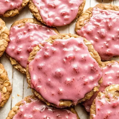 Strawberry Iced Oatmeal Cookies