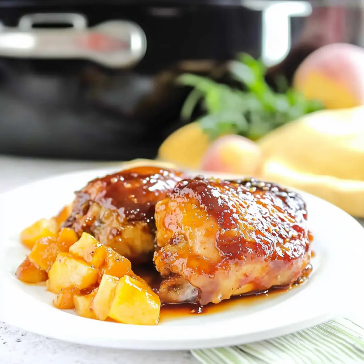 BBQ Peach Chicken Thighs