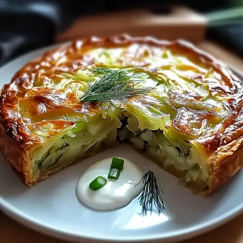 Cabbage Pie with Dill Cream Sauce