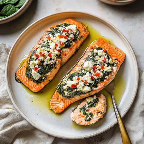 Stuffed Salmon Spinach Feta