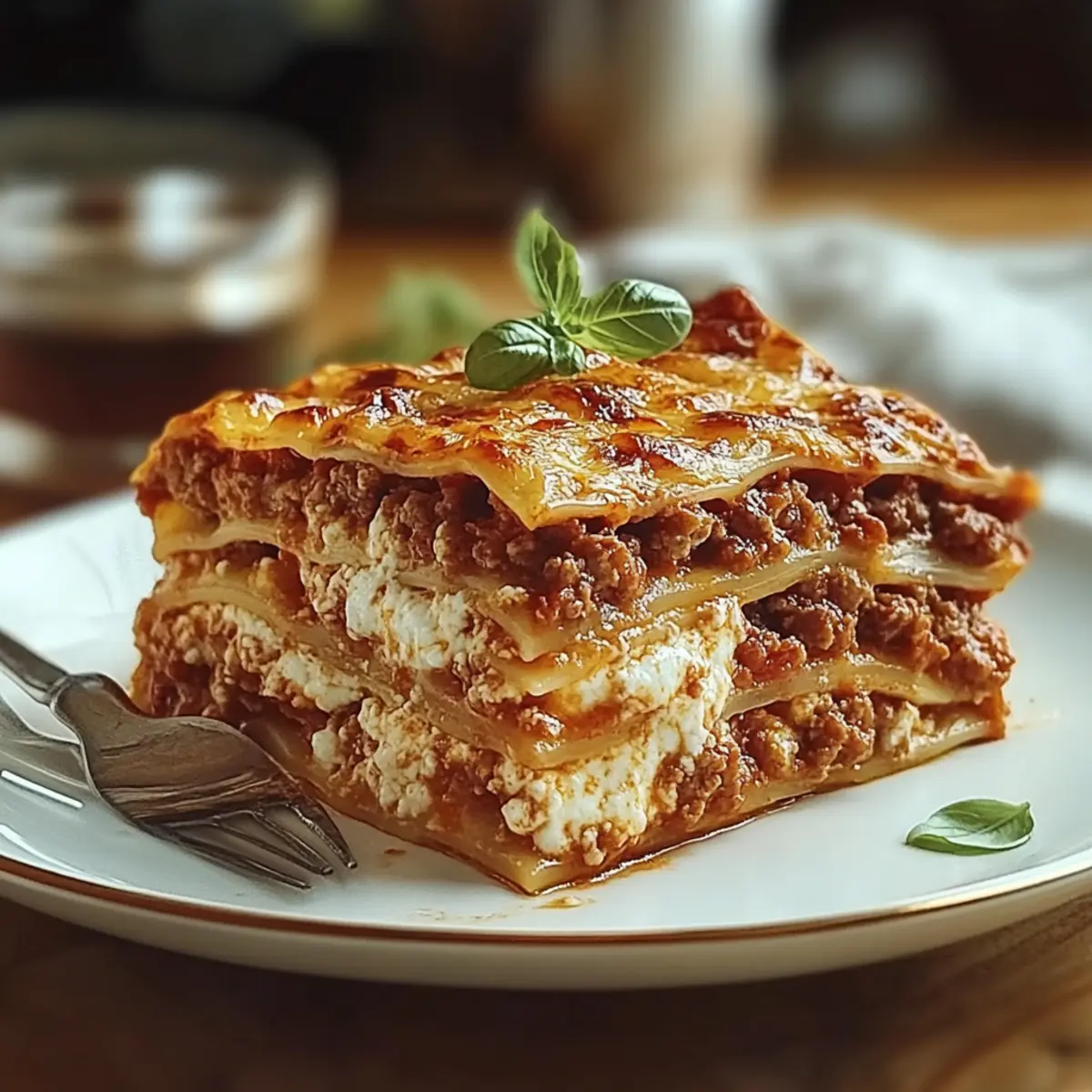 Lasagna with Ricotta and Meat Sauce