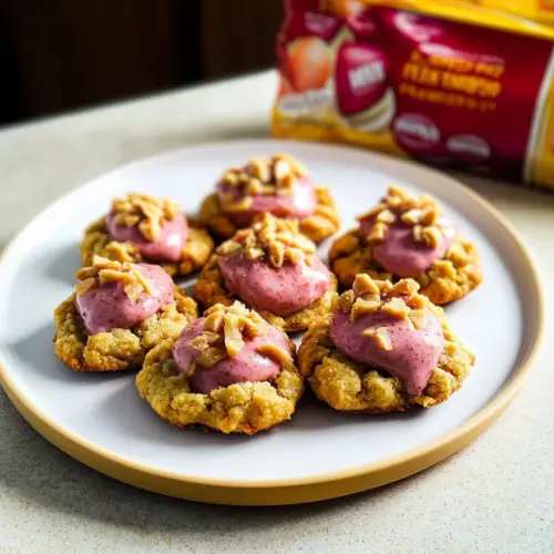 Strawberry Peanut Butter Thumbprint Cookies