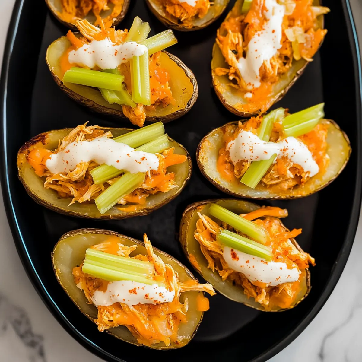 Buffalo Chicken Potato Skins