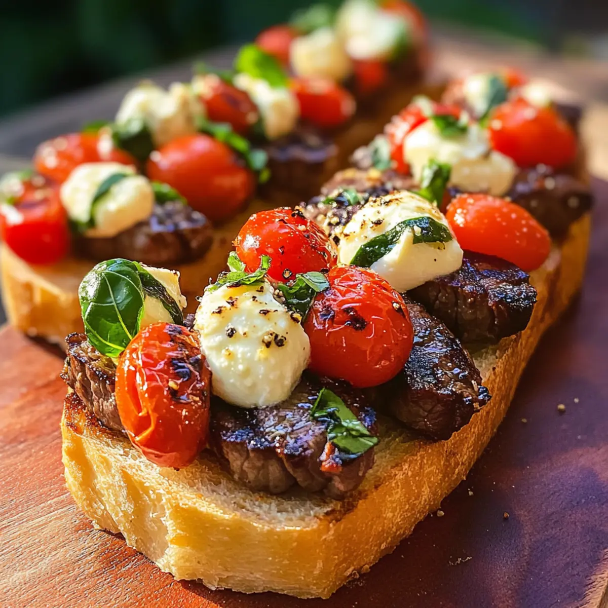 Grilled Steak and Tomato Crostini