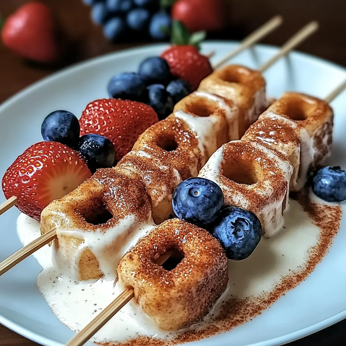 Cinnamon Roll Breakfast Skewers