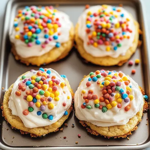 Frosted Fruity Pebbles Cookies