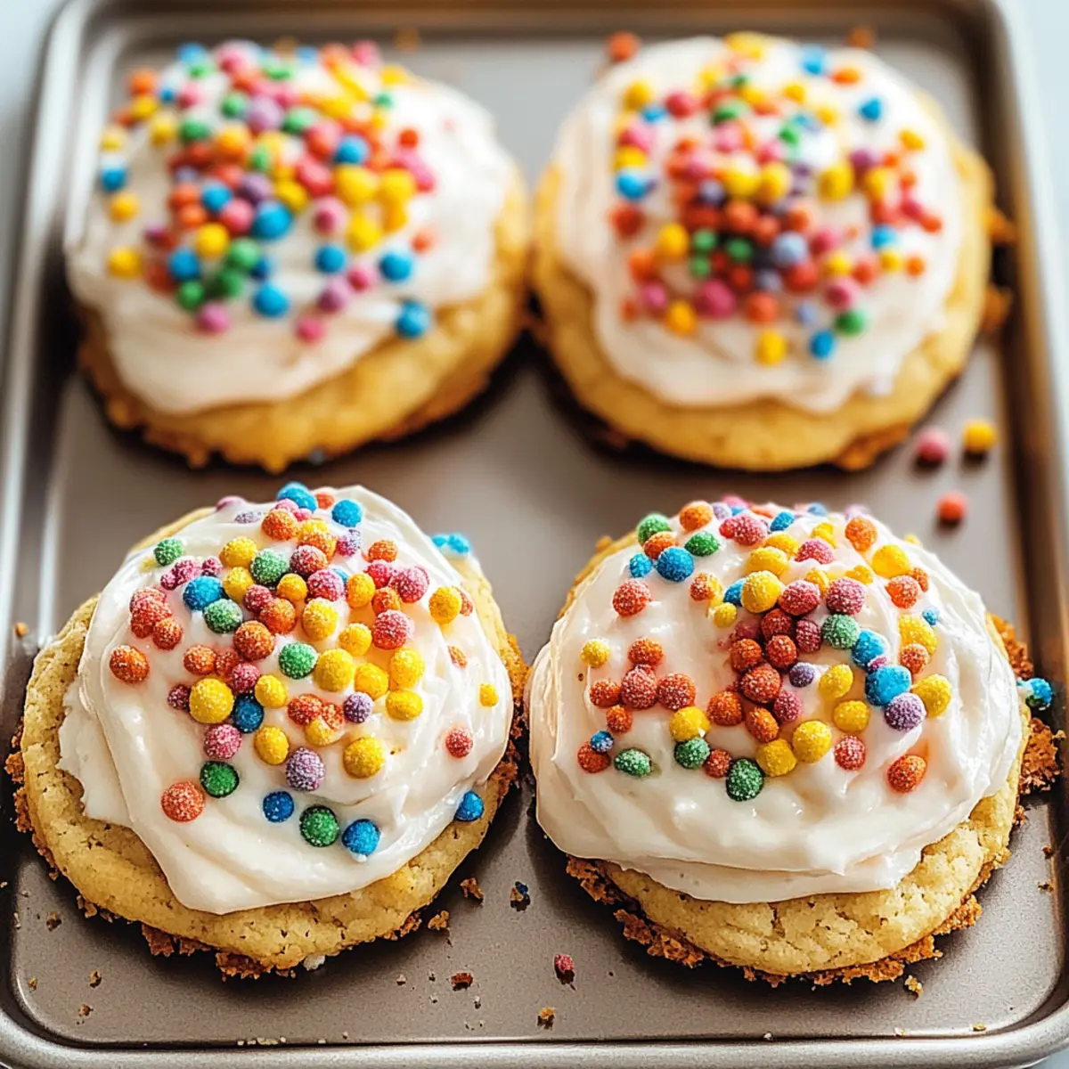 Frosted Fruity Pebbles Cookies