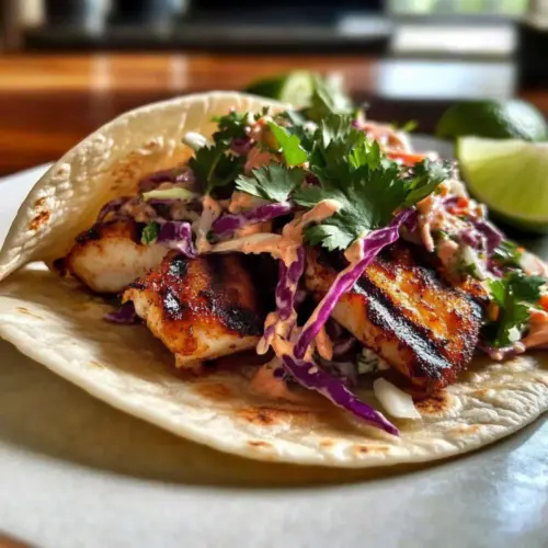 Grilled Fish Tacos with Chipotle Slaw