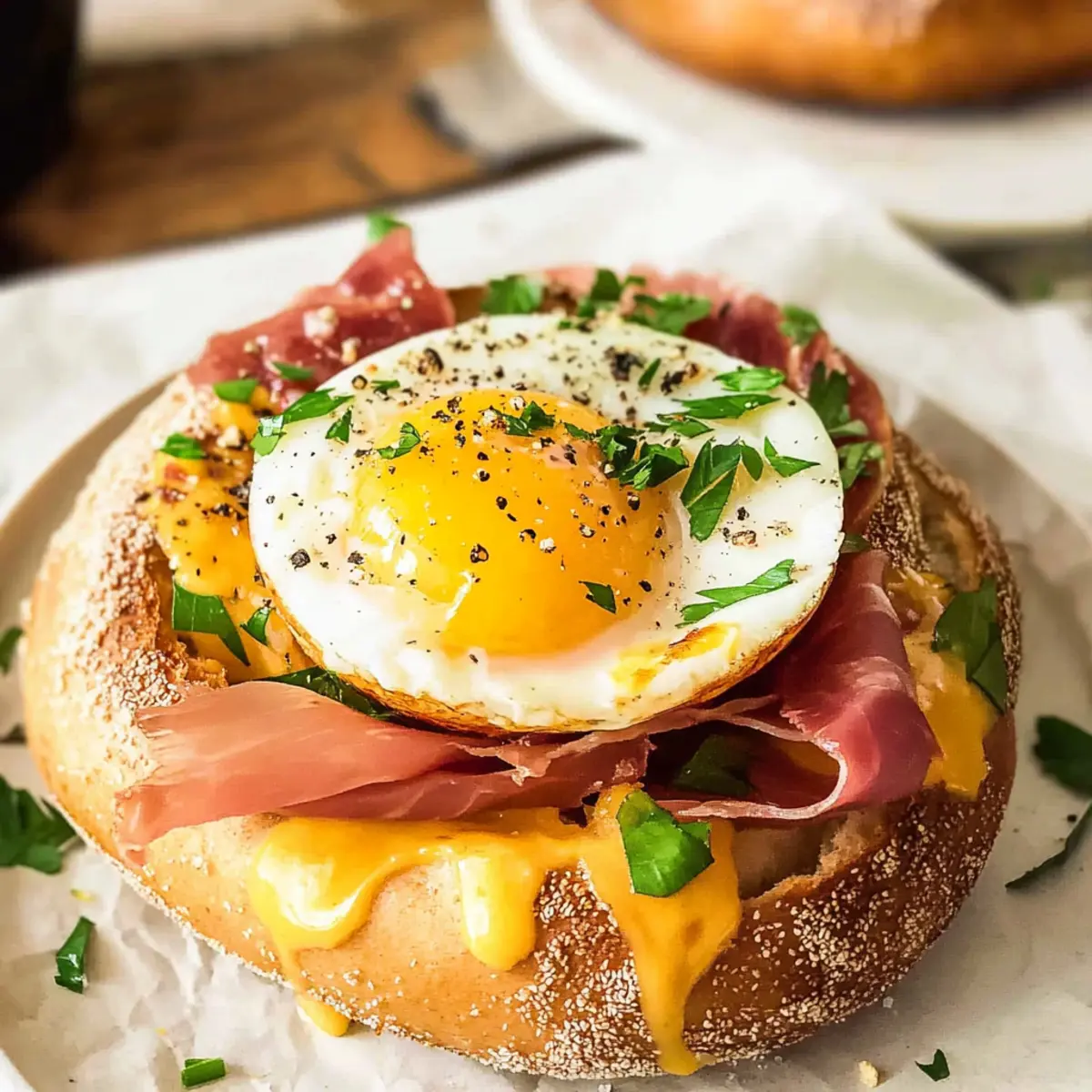 Egg Prosciutto Bagel