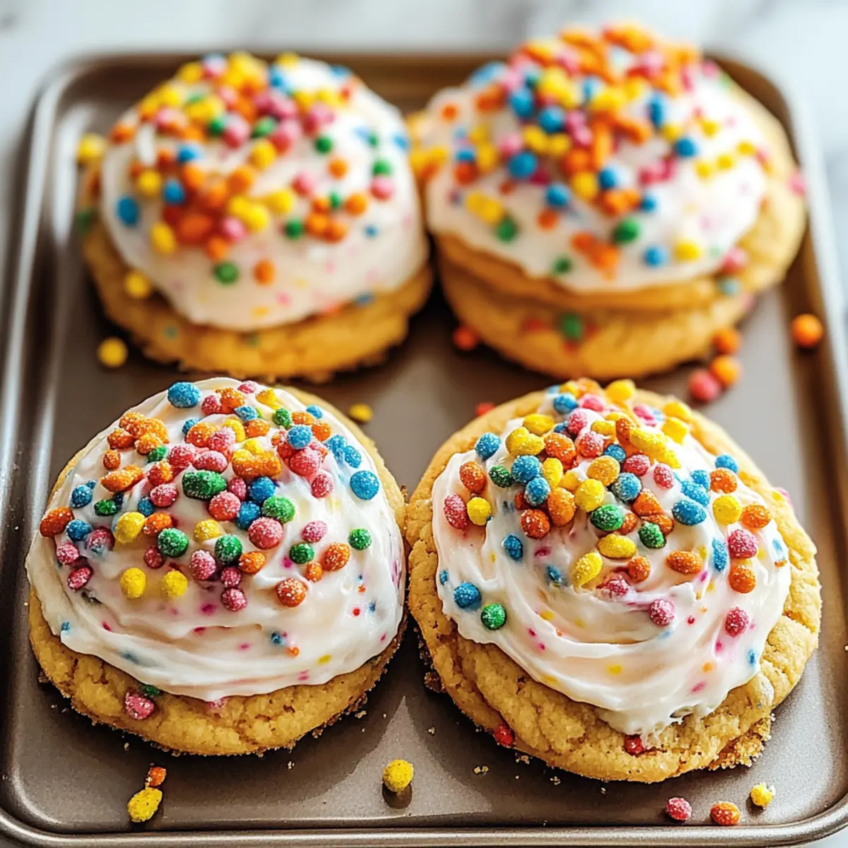 Frosted Fruity Pebbles Cookies