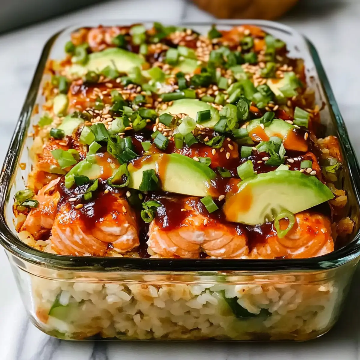 Spicy Salmon Sushi Bake