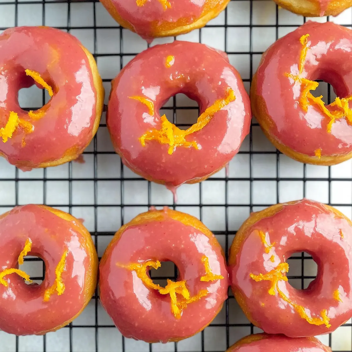 Rhubarb Orange Glazed Donuts