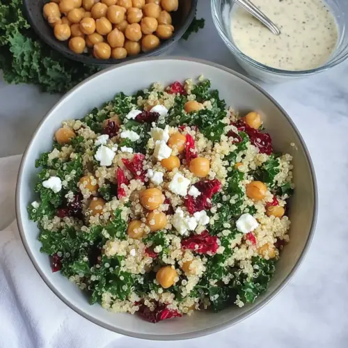 Quinoa and Kale Salad with Roasted Chickpeas