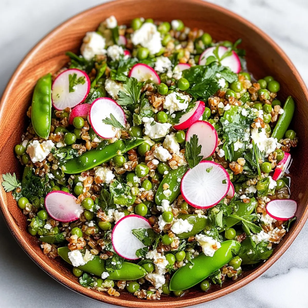 Crispy Farro Salad with Peas and Feta