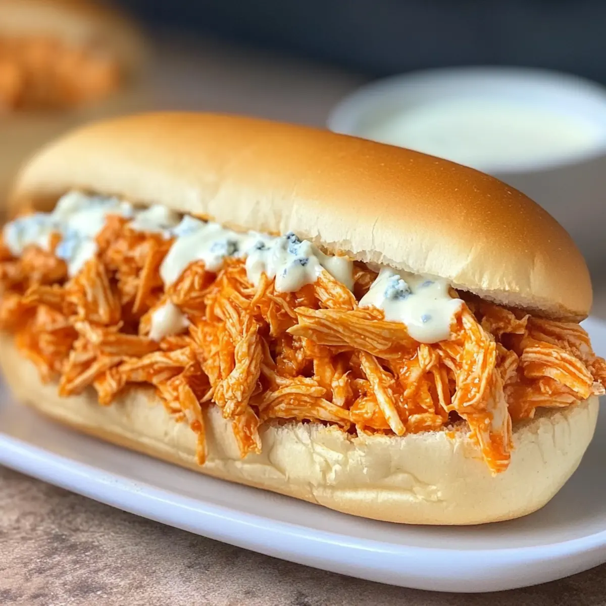Crockpot Shredded Buffalo Chicken Sandwiches