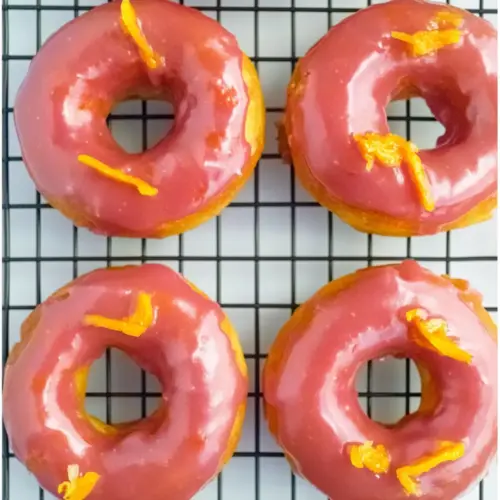 Rhubarb Orange Glazed Donuts