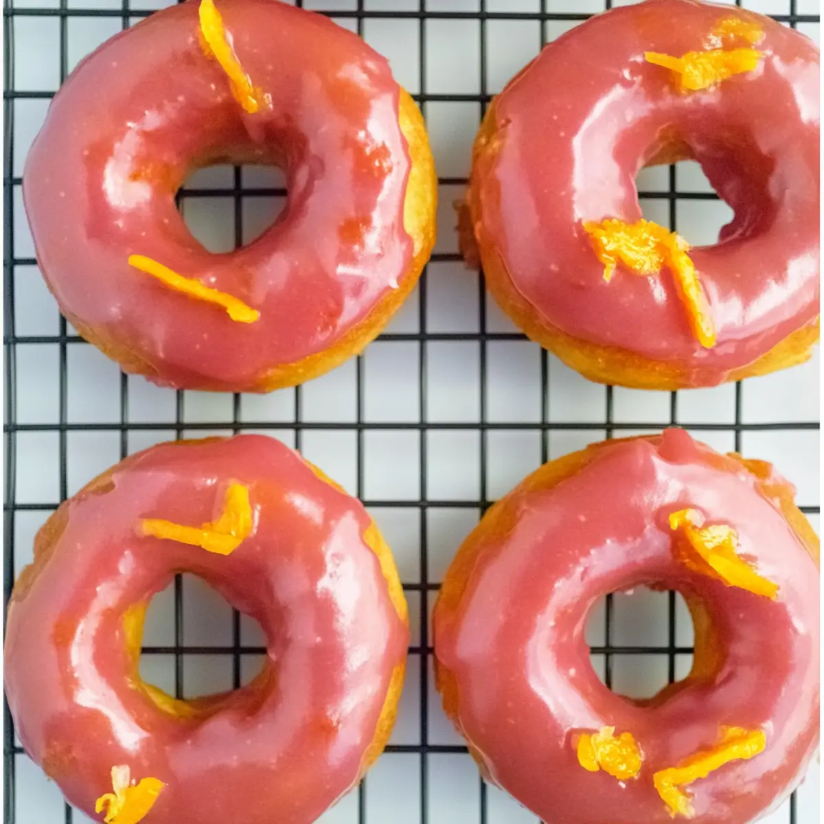 Rhubarb Orange Glazed Donuts
