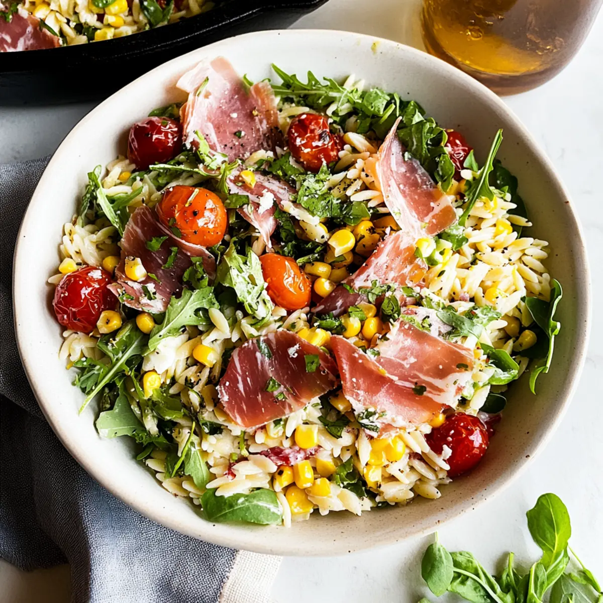 Orzo Salad with Prosciutto & Parmesan Vinaigrette