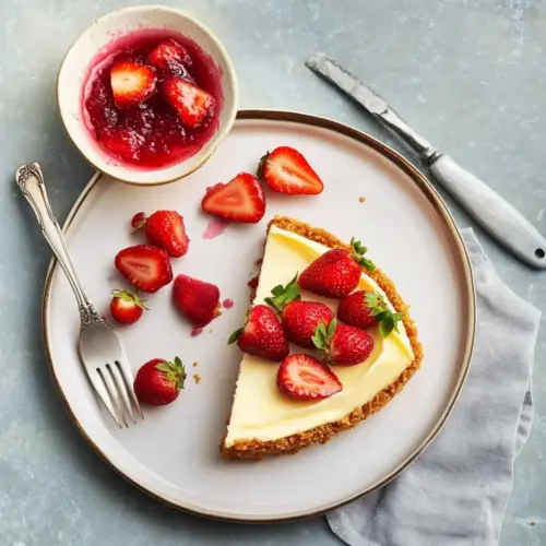 Strawberry Coconut-Crust Cheesecake