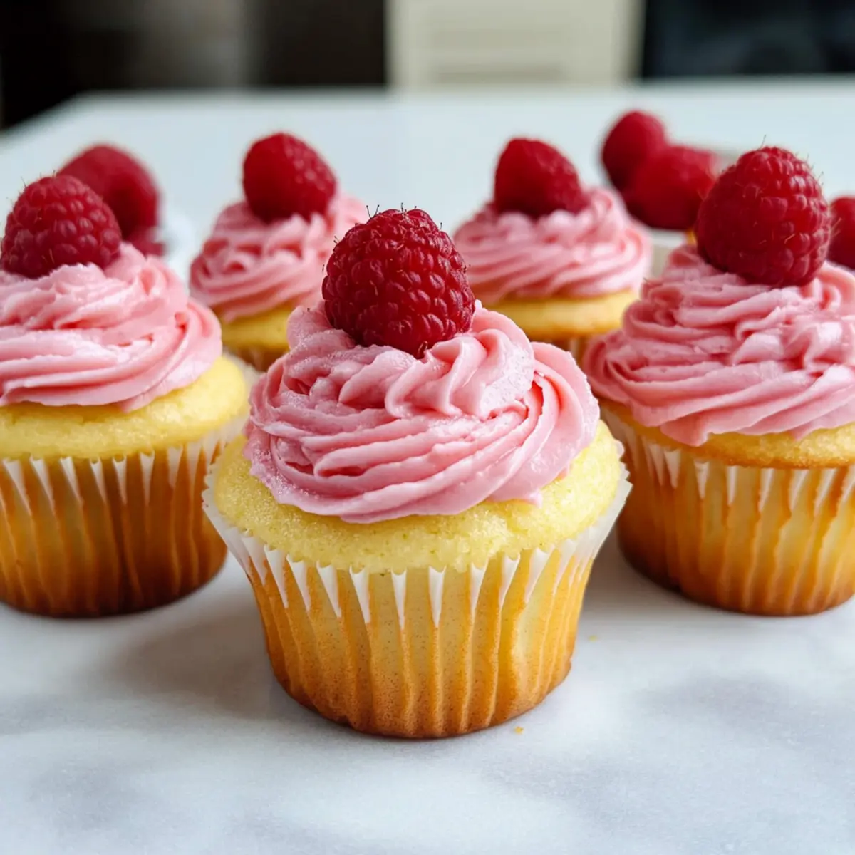 Lemon Cupcakes with Raspberry Buttercream Frosting