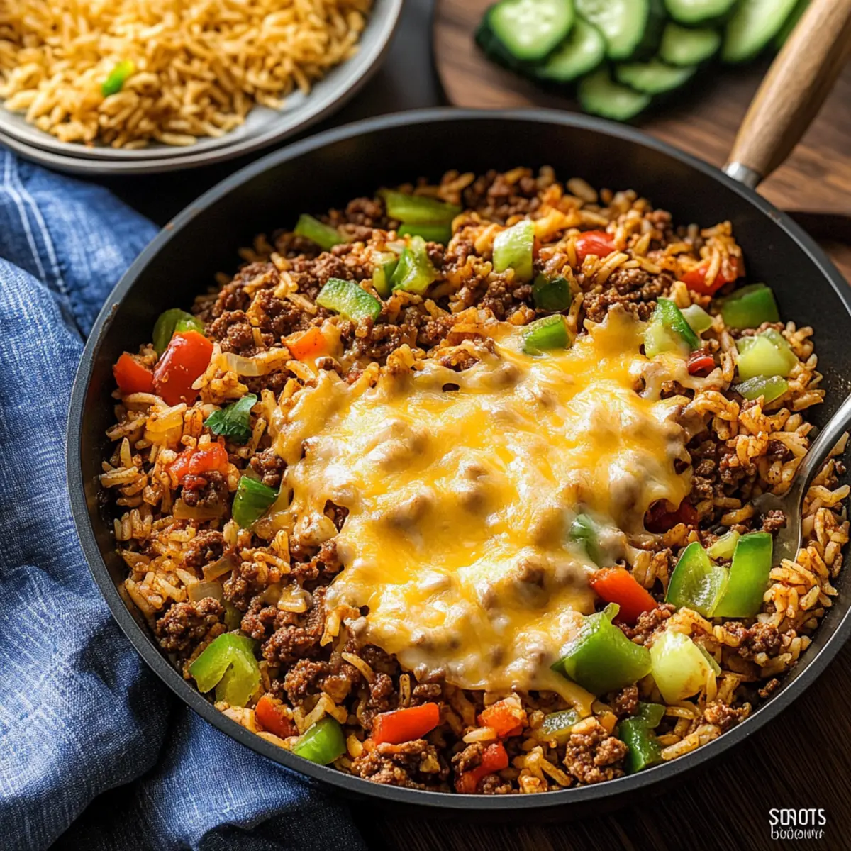Cheesy Cajun Beef Rice