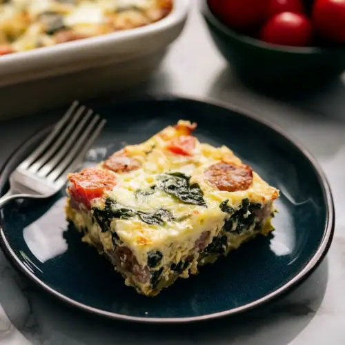 Light Sausage Spinach Egg Casserole