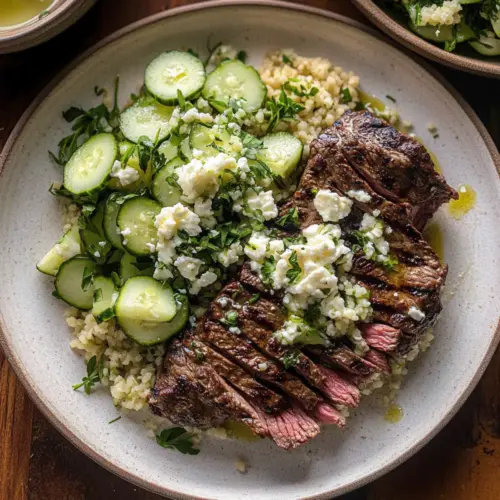Grilled Skirt Steak with Lemon Herb Couscous Salad