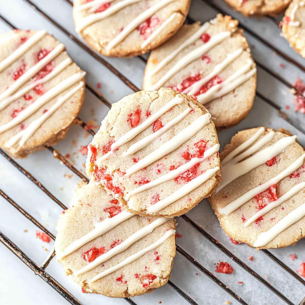White Chocolate Strawberry Shortbread Cookies