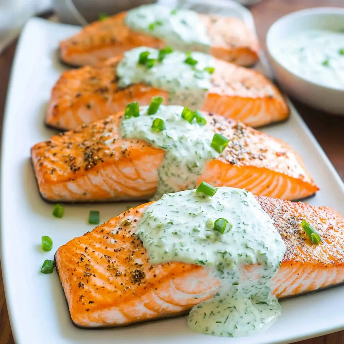 Pan Seared Salmon with Basil Tzatziki