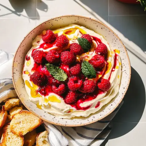 Cream Cheese Dip with Fresh Raspberries and Lemon