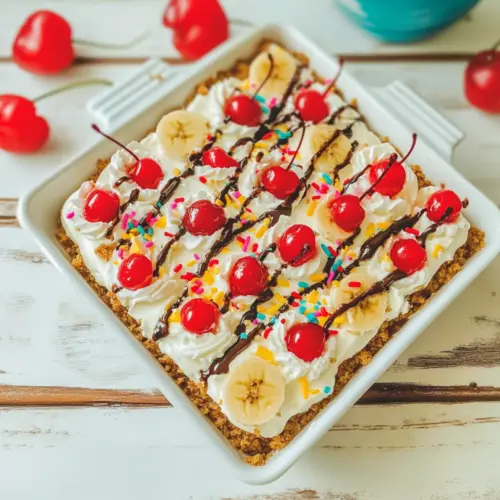 No Bake Banana Split Cake
