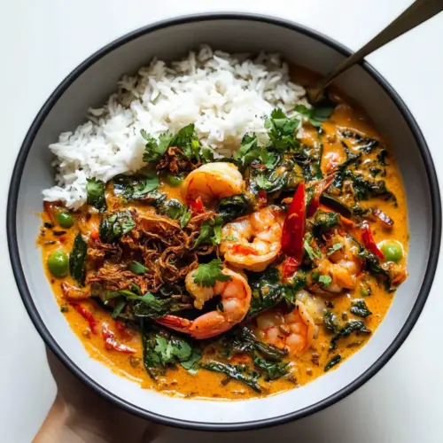 Thai Shrimp Curry with Yummy Shallot Crispies